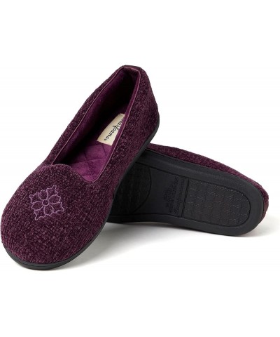 Women's Rebecca Lightweight Cozy Memory Foam Closed Back Slipper with Wide Widths Aubergine Chenille $15.67 Slippers