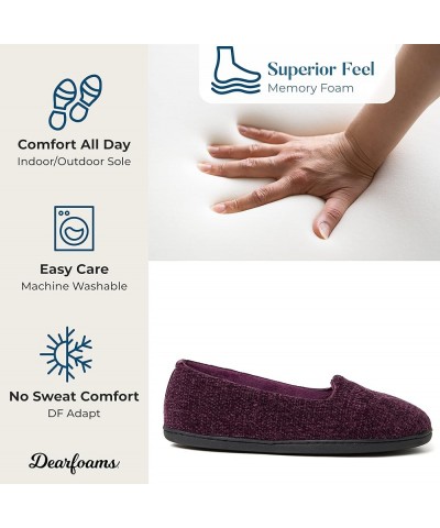 Women's Rebecca Lightweight Cozy Memory Foam Closed Back Slipper with Wide Widths Aubergine Chenille $15.67 Slippers