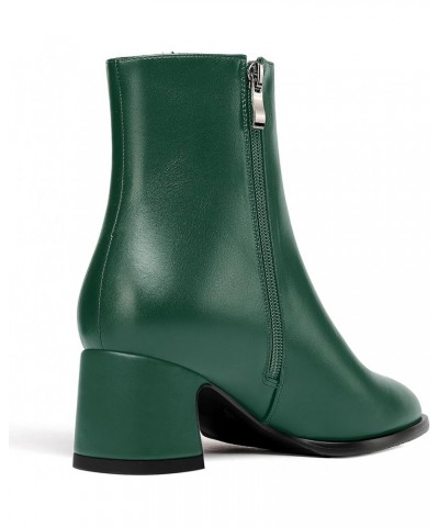 Womens Evening Round Toe Travel Zip Matte Chunky Low Heel Ankle High Boots 2 Inch Dark Green $34.39 Boots