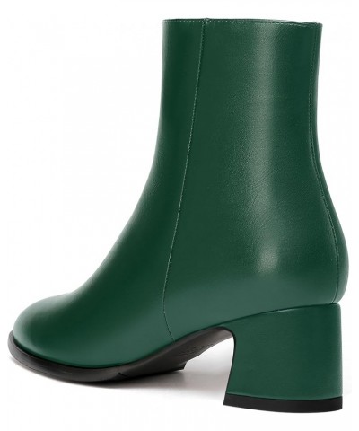 Womens Evening Round Toe Travel Zip Matte Chunky Low Heel Ankle High Boots 2 Inch Dark Green $34.39 Boots