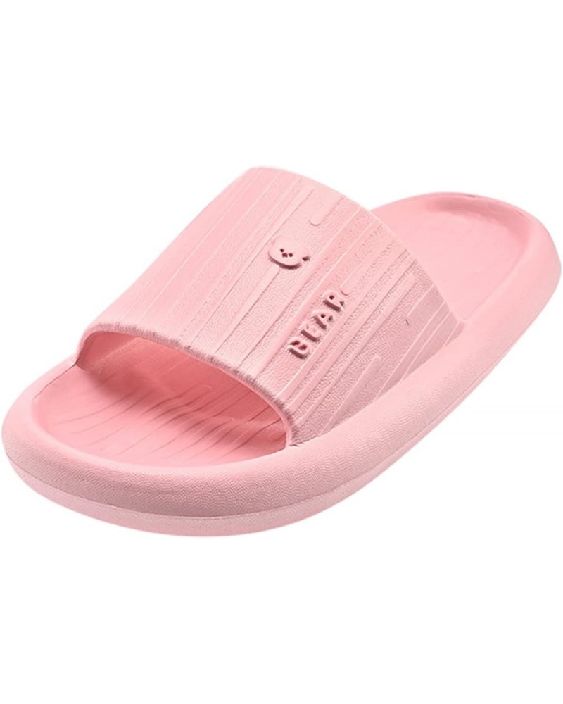 Fashion Spring And Summer Women Slippers Flat Bottom Home Bathroom Non Slip Solid Open Toe Soft Slippers for Pink $10.82 Slip...