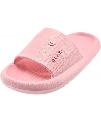 Fashion Spring And Summer Women Slippers Flat Bottom Home Bathroom Non Slip Solid Open Toe Soft Slippers for Pink $10.82 Slip...