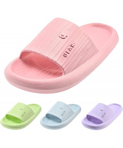 Fashion Spring And Summer Women Slippers Flat Bottom Home Bathroom Non Slip Solid Open Toe Soft Slippers for Pink $10.82 Slip...