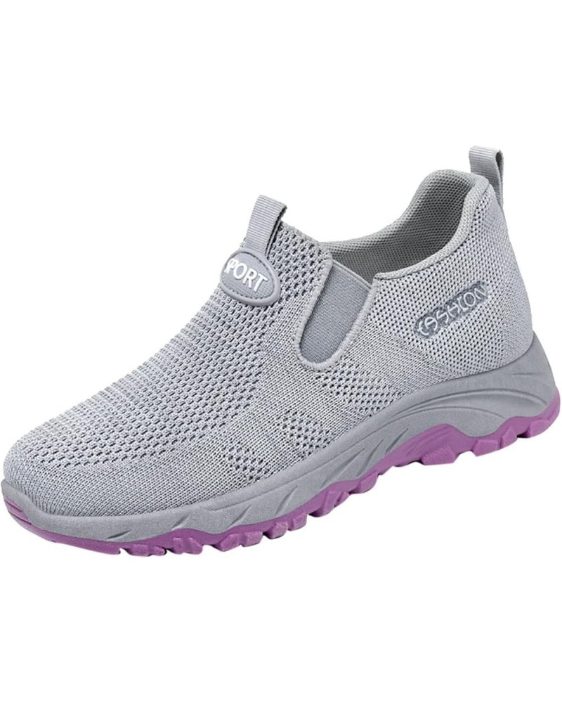 Leather Sneakers Women Christmas, Women's Sneakers Slip On Walking Shoes Round Toe Comfort Athletic Running Shoes Grey $15.92...