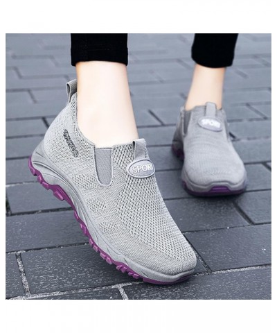 Leather Sneakers Women Christmas, Women's Sneakers Slip On Walking Shoes Round Toe Comfort Athletic Running Shoes Grey $15.92...