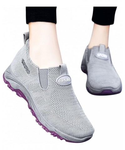 Leather Sneakers Women Christmas, Women's Sneakers Slip On Walking Shoes Round Toe Comfort Athletic Running Shoes Grey $15.92...