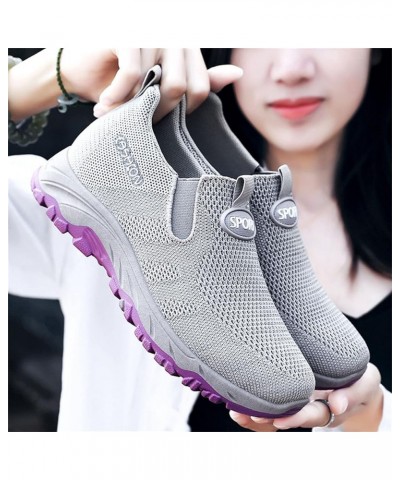 Leather Sneakers Women Christmas, Women's Sneakers Slip On Walking Shoes Round Toe Comfort Athletic Running Shoes Grey $15.92...