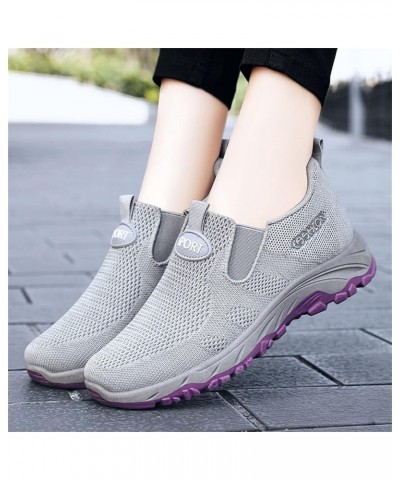 Leather Sneakers Women Christmas, Women's Sneakers Slip On Walking Shoes Round Toe Comfort Athletic Running Shoes Grey $15.92...