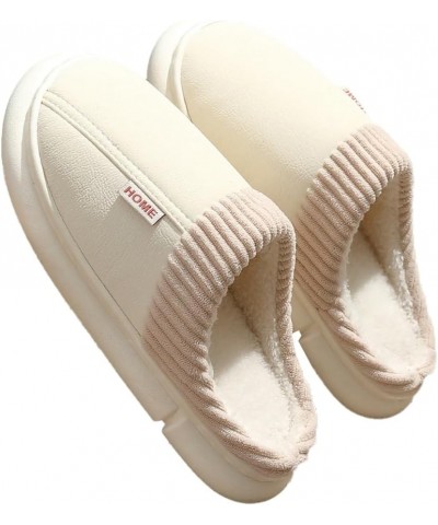 Women's Fuzzy House Slippers Men's Down Slip On Winter Slipper Memory Foam Plush Fleece Lining Indoor Outdoor Waterproof Non-...