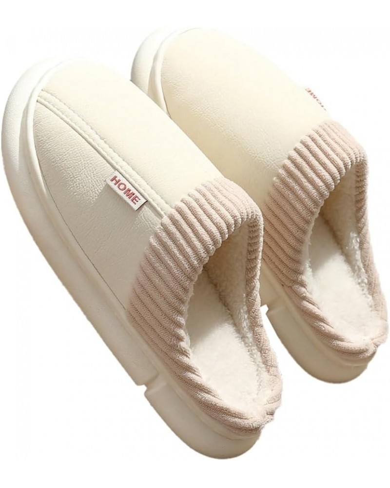 Women's Fuzzy House Slippers Men's Down Slip On Winter Slipper Memory Foam Plush Fleece Lining Indoor Outdoor Waterproof Non-...