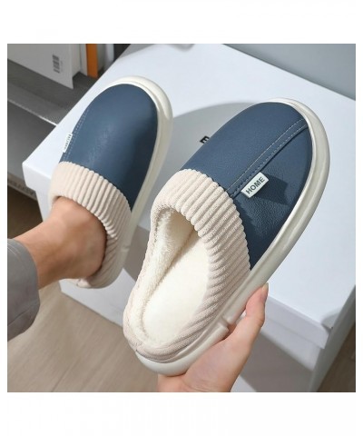 Women's Fuzzy House Slippers Men's Down Slip On Winter Slipper Memory Foam Plush Fleece Lining Indoor Outdoor Waterproof Non-...