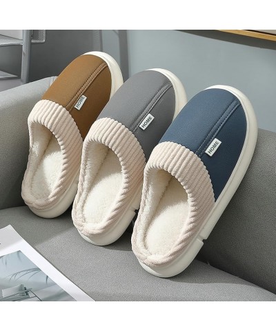 Women's Fuzzy House Slippers Men's Down Slip On Winter Slipper Memory Foam Plush Fleece Lining Indoor Outdoor Waterproof Non-...