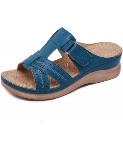 Sandals Women 2023 Fashion Floral Orthopedic Flip Flops with Arch Support Slippers Roman Casual Open Toe Shoes X7_blue $14.52...