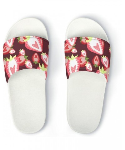 Cartoon Cow Bathroom Shower Slippers Soft Non-Slip Indoor Shower Shoes Slides Sandals for Women Men Red Strawberry $20.34 Sli...