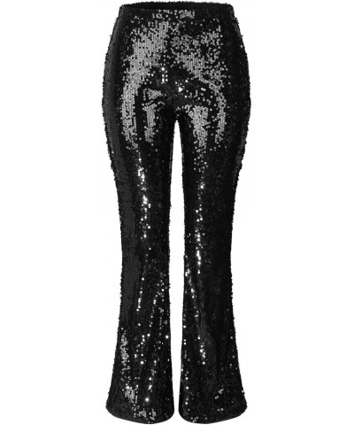 Women's Sexy Sequined Shiny High Waist Stretch Flare Pants Nightclub Trousers Black - 2024 Pants for Women $12.99 Athletic Shoes