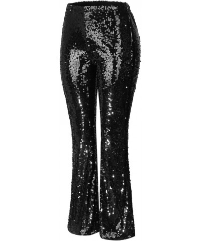 Women's Sexy Sequined Shiny High Waist Stretch Flare Pants Nightclub Trousers Black - 2024 Pants for Women $12.99 Athletic Shoes