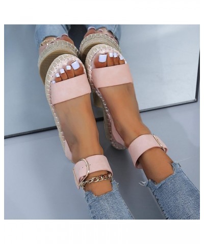 Womens Wedge Espadrille Sandals,Casual Ankle Buckle Summer Buckle Strap Espadrilles Platform Espadrille Sandals Pink-2 $19.81...