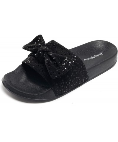 Women's Slides Sandals Bowknot Beach Casual Comfort Slippers Black Dot $9.17 Sandals