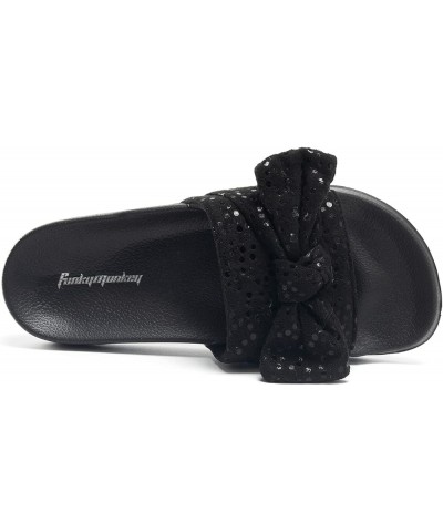 Women's Slides Sandals Bowknot Beach Casual Comfort Slippers Black Dot $9.17 Sandals