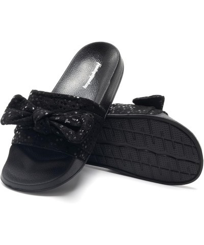 Women's Slides Sandals Bowknot Beach Casual Comfort Slippers Black Dot $9.17 Sandals