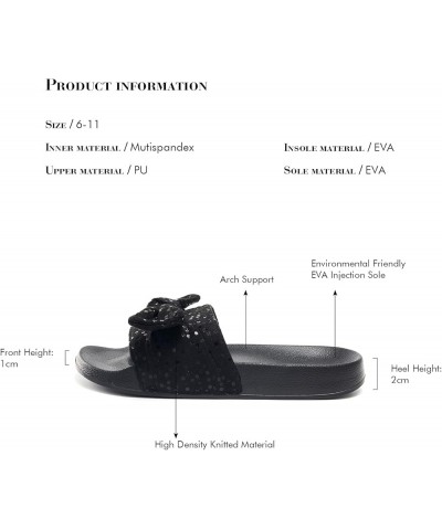 Women's Slides Sandals Bowknot Beach Casual Comfort Slippers Black Dot $9.17 Sandals