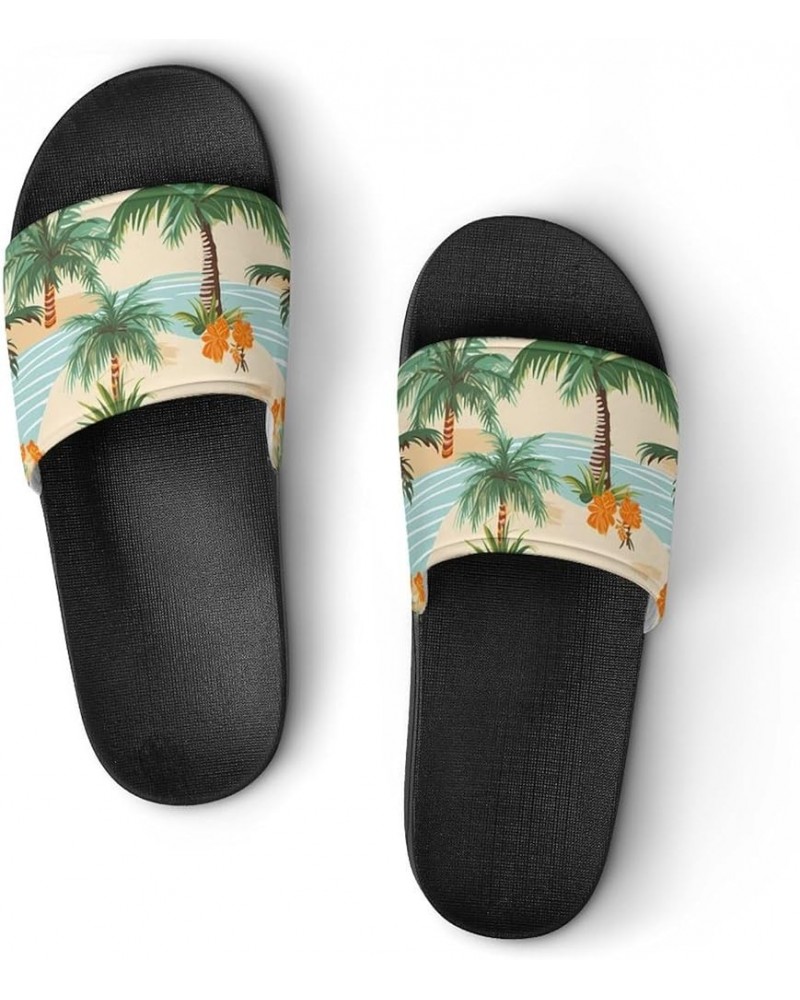 Palm Trees Flowers Creek Women's House Sandals Non Slide Bathroom Beach Slippers for Men 44 (270mm) $15.96 Sandals