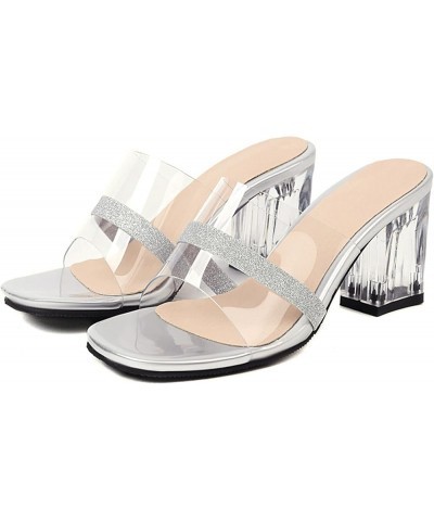 Transparent Mule Slippers Women Slides Sandals Silver 2 $19.13 Sandals