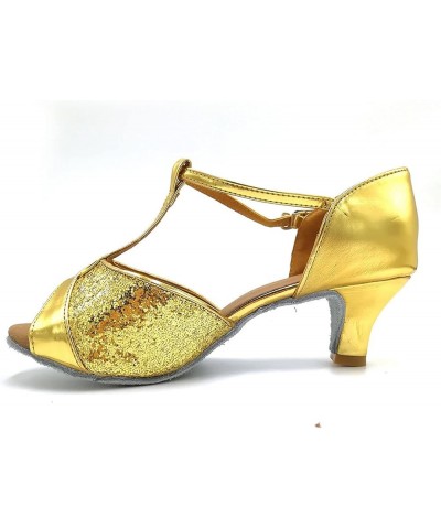 Ballroom Dance Shoes Women Low Heel Low Heeled Sandals For Women Dressy Summer White Dance Shoes For Women Dance Heels Gold-6...