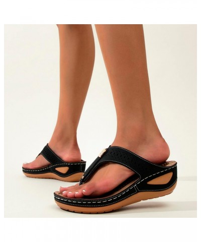 Arch Support Sandals Women's Black Flip Flops Arch Support Wedge Sandals Comfortable Cute Summer Shoes Boho $16.95 Athletic S...