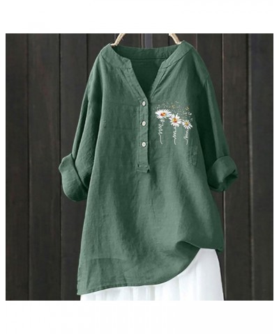 Women Fashion Solid Casual Printed Stand Button Up Long Sleeve Shirt Top Oversize Shirts Women Long Sleeve Green $9.65 Fashio...