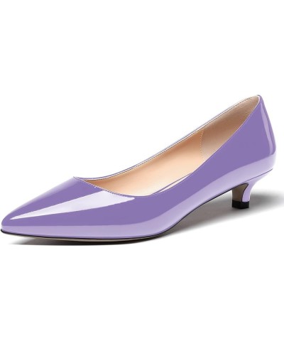 Womens Office Dress Patent Slip On Pointed Toe Kitten Low Heel Pumps Shoes 1.5 Inch Lavender $22.55 Pumps