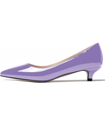 Womens Office Dress Patent Slip On Pointed Toe Kitten Low Heel Pumps Shoes 1.5 Inch Lavender $22.55 Pumps