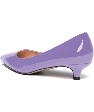 Womens Office Dress Patent Slip On Pointed Toe Kitten Low Heel Pumps Shoes 1.5 Inch Lavender $22.55 Pumps