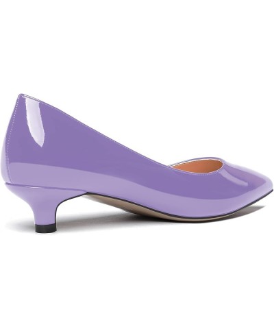 Womens Office Dress Patent Slip On Pointed Toe Kitten Low Heel Pumps Shoes 1.5 Inch Lavender $22.55 Pumps