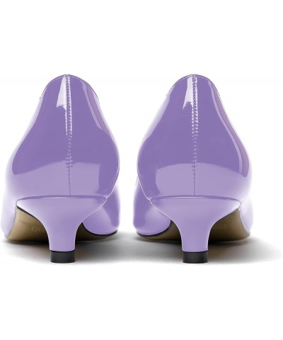 Womens Office Dress Patent Slip On Pointed Toe Kitten Low Heel Pumps Shoes 1.5 Inch Lavender $22.55 Pumps