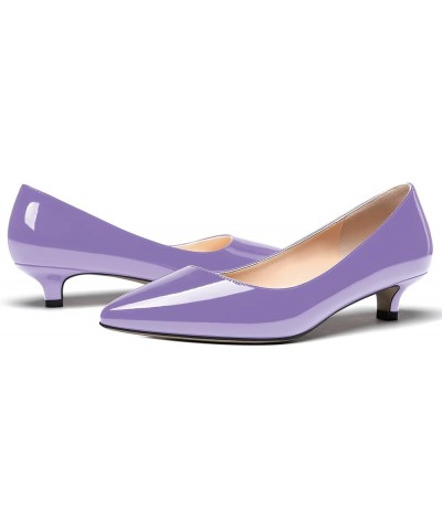 Womens Office Dress Patent Slip On Pointed Toe Kitten Low Heel Pumps Shoes 1.5 Inch Lavender $22.55 Pumps