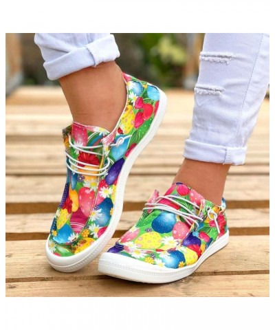 Women Fashion Casual Sneakers Canvas Lace-Up Loafers Lightweight Ladies Shoes Flat Soft Soled Comfortable Shoes Non Slip L53-...