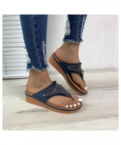 Platform Sandals for Women open toe wedge sandal tan Heeled Slippers Sandals for Women Z 05-blue $12.81 Sandals