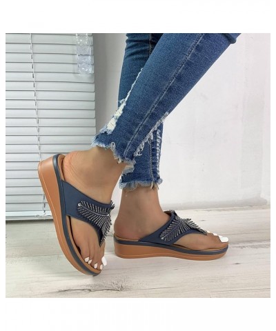 Platform Sandals for Women open toe wedge sandal tan Heeled Slippers Sandals for Women Z 05-blue $12.81 Sandals