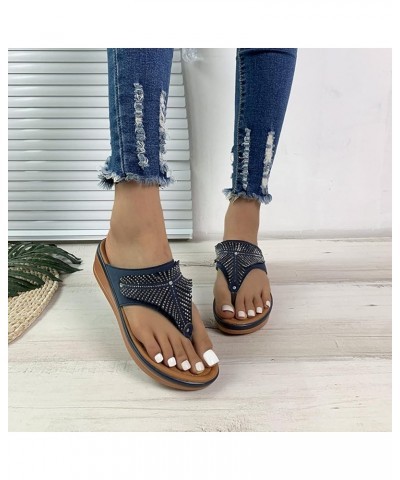 Platform Sandals for Women open toe wedge sandal tan Heeled Slippers Sandals for Women Z 05-blue $12.81 Sandals