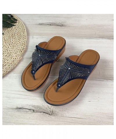 Platform Sandals for Women open toe wedge sandal tan Heeled Slippers Sandals for Women Z 05-blue $12.81 Sandals