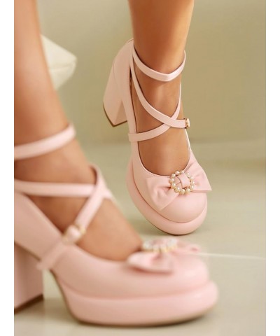 Platform Heels Lolita Shoes Harajuku Cosplay Pumps Mary Jane Shoes 793 Pink $27.43 Pumps