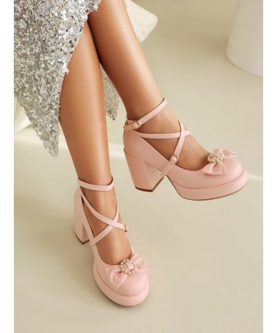 Platform Heels Lolita Shoes Harajuku Cosplay Pumps Mary Jane Shoes 793 Pink $27.43 Pumps