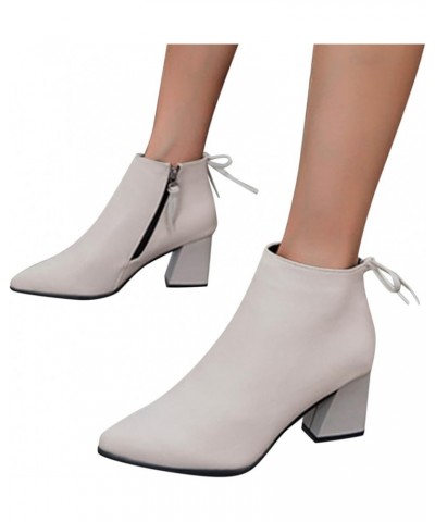 Chelsea Ankle Booties for Women, Women's Vintage Embroidery Pointed Toe Zipper High Heel Short Naked Boots Z 12-beige $23.16 ...