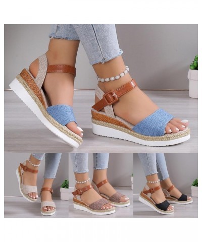 Wedge Sandals for Women Dressy, Summer Sandals for Women 2024 Espadrille Open Toe Platform Sandals with Buckle Strap X13-brow...