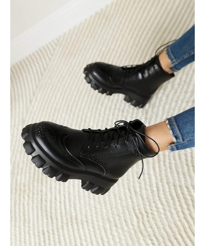 Womens Fashion Lace Up Platform Combat Boot Ankle Boots Goth Punk Work Hiking Ankle Booties Motorcyle Boots 9 Black $21.15 Boots