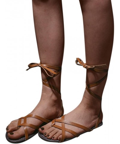 Orthopedic Sandals for Women, Women's Flat Sandals Strap Clip-toe Gladiator Lace-up Sexy Sandals Casual Sandals Brown $18.23 ...