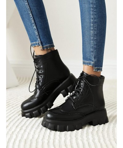 Womens Fashion Lace Up Platform Combat Boot Ankle Boots Goth Punk Work Hiking Ankle Booties Motorcyle Boots 9 Black $21.15 Boots