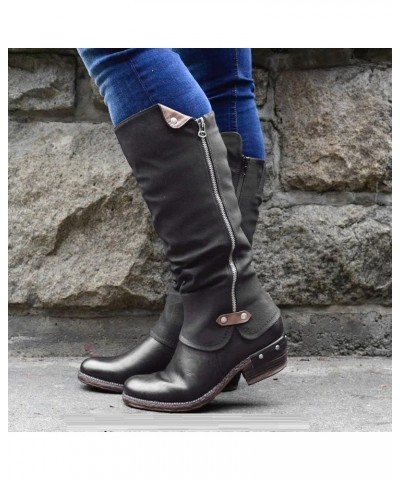 Women's Fashion Ankle Booties Causal 8-Eye Side Zipper Lace-up Combat Boots Christmas Insulated Winter Boots Black $27.38 Boots