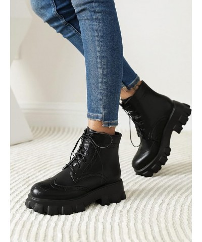 Womens Fashion Lace Up Platform Combat Boot Ankle Boots Goth Punk Work Hiking Ankle Booties Motorcyle Boots 9 Black $21.15 Boots